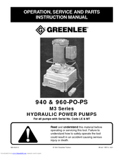 Greenlee 960-M3-PO-PS Instruction Manual