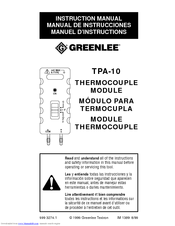 Greenlee TPA-10 Instruction Manual