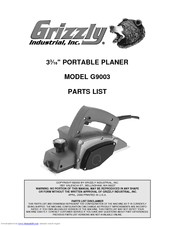 Grizzly G9003 Parts List