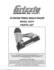 Grizzly H5570 Parts List