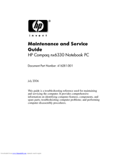 HP nx6330 - Notebook PC Maintenance And Service Manual