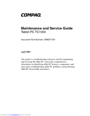 Compaq Compaq tc1000 Maintenance And Service Manual