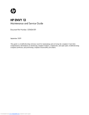 HP Envy 13-1000 - Notebook PC Maintenance And Service Manual