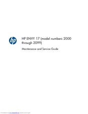 HP ENVY 17-2090 Maintenance And Service Manual