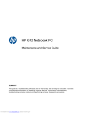 HP G72-B66 Maintenance And Service Manual