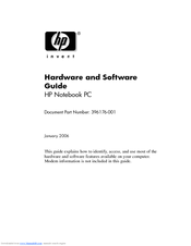 HP Pavilion DV1000t Hardware And Software Manual