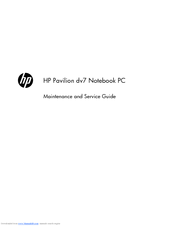 HP PAVILION DV7 Maintenance And Service Manual