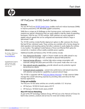 HP ProCurve 1810G-8 Specifications