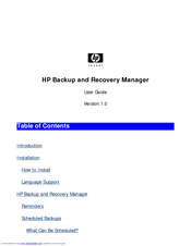 HP Backup and Recovery Manager User Manual
