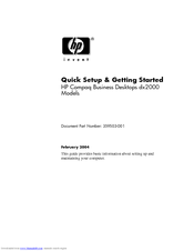 HP Compaq dx2000 MT Quick Setup Manual