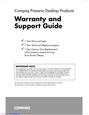 HP Compaq Presario 6000 series Support Manual