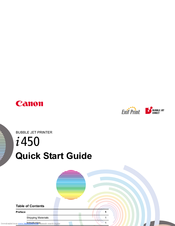 Canon I450 - i 450 Color Inkjet Printer Quick Start Manual