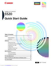 Canon S520 - S 520 Color Inkjet Printer Quick Start Manual