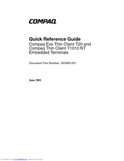 HP Compaq t1010 NT Quick Reference Manual
