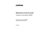 Compaq Evo Workstation w8000 Maintenance And Service Manual