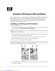 HP Broadcom PCI Express NIC Installation Manual