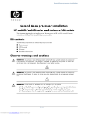 HP Xw8400 - Workstation - 4 GB RAM Installation Instructions Manual