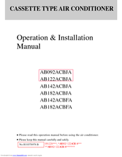 Haier AB182ACBFA Operation And Installation Manual