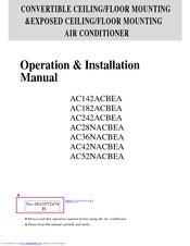 Haier AC28NACBEA Operation And Installation Manual