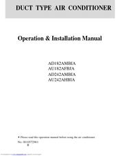 Haier AD182AMBIA Operation And Installation Manual