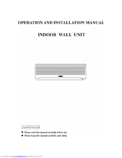 Haier AS182FTAHA Operation And Installation Manual