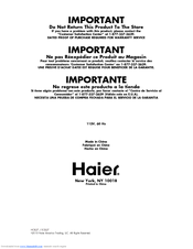 Haier HCR27B User Manual
