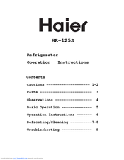 Haier HR-125 Operating Instructions Manual
