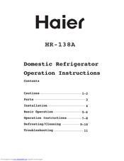 Haier HR-138A Operation Instructions Manual