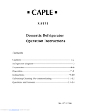 Caple RiF871 Operation Instructions Manual