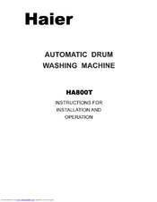 Haier HA800T Instructions For Installation And Operation Manual