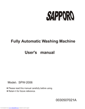 Sapporo SPW-2006 User Manual