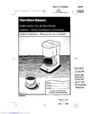 Hamilton Beach HDC500B - 4 Cup Coffee Brewer Use And Care Manual