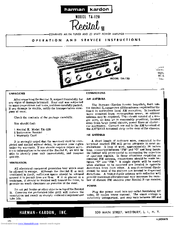 Harman Kardon TA-120 Operation And Service Instructions Manual