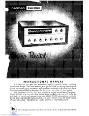 Harman Kardon Stereo Recital Instructional Manual