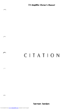 Harman Kardon CITATION 7.1 Owner's Manual