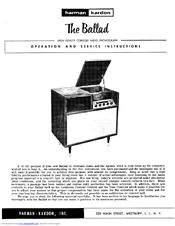Harman Kardon BALLAD Operation And Service Instructions Manual