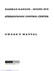 Harman Kardon SC6 Owner's Manual