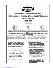 Hatco POWERMITE PMG-60 Installation, Operating, Service And Parts Manual
