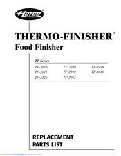 Hatco THERMO-FINISHER TF-2015 Replacement Parts List Manual