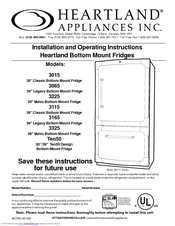 Heartland Classic 3015 Installation And Operating Instructions Manual