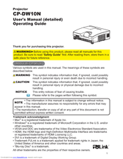 Hitachi CP-DW10N Operating Manual