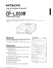 Hitachi CP-L850W Operating Manual