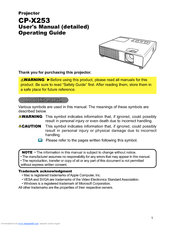 Hitachi CP-RX70 User Manual