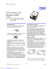 IBM Deskstar 16GP Quick Installation Manual