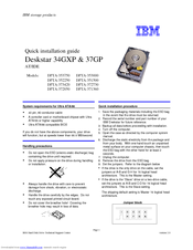 IBM Deskstar 37GP Quick Installation Manual