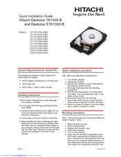 Hitachi HDT721050SLA360 Install Manual