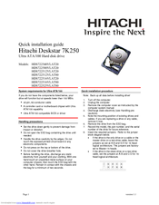 Hitachi Deskstar 7K250 Quick Installation Manual