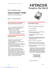 Hitachi Deskstar E7K500 HDS725050KLAT80 Install Manual
