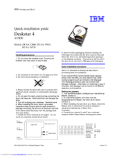 IBM Deskstar Deskstar 4 Quick Installation Manual