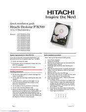 Hitachi 3.5-INCH Deskstar HDP725050GLAT80 Quick Installation Manual